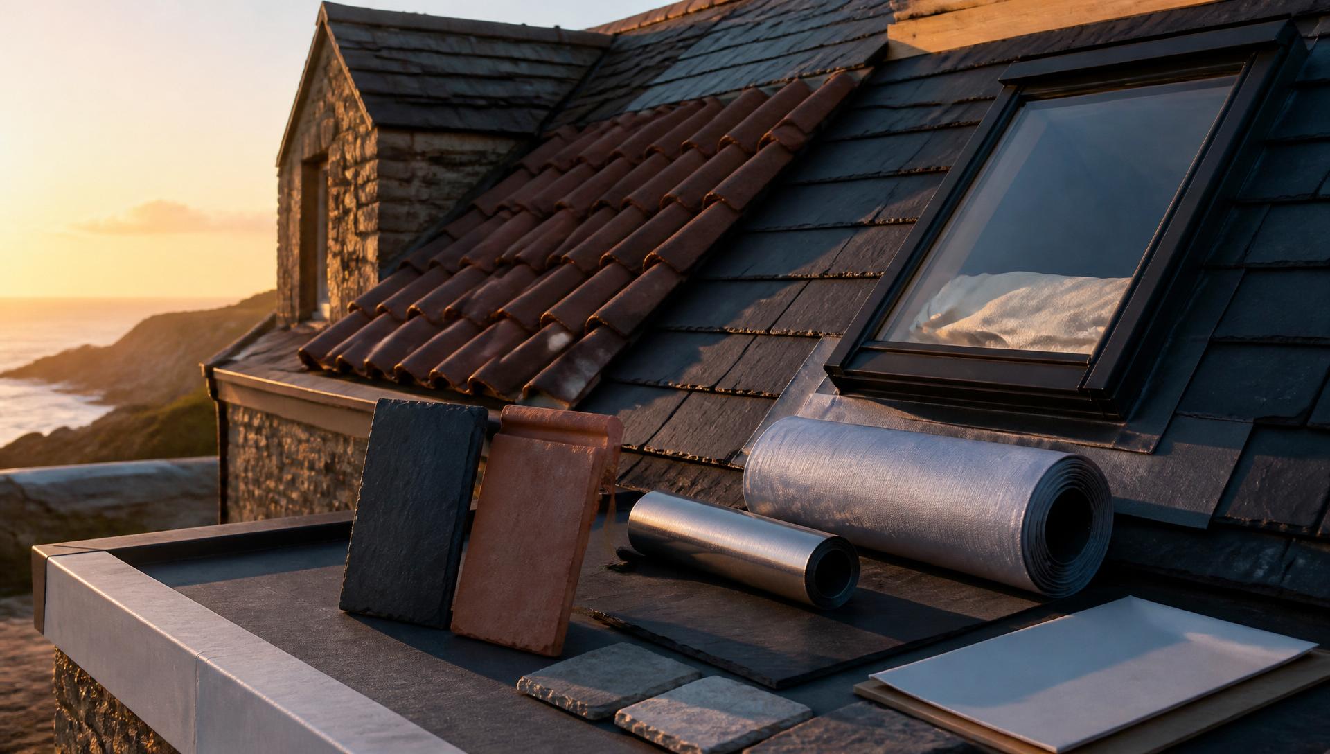 Roofing system materials including slate, tile, lead and roof windows in Cornwall